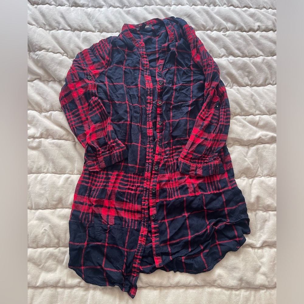 GUC Navy and Red Lightweight Flannel tunic Button Up